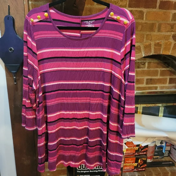 Lane Bryant Vibrant Striped 3/4 Sleeve Swing Tee Size 18/20 - Picture 1 of 4